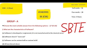 Cse 5th sem software engineering 2018 previous year question bank || computer science engineering SE