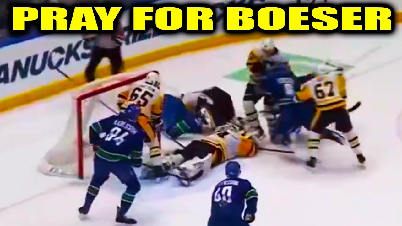 Bryan Rust Illegal Shoulder Hit on Brock Boeser Injury | Penguins vs ...