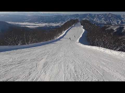 2021/2/19 野沢温泉スキー場  野沢に来たら必ず滑りたい絶景のスカイラインコースを山頂から一番下まで、かっ飛ばしてみました。