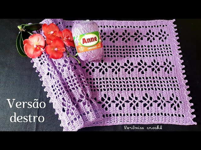 💛🌻Caminho de mesa em croche com a linha Anne/Trilho de mesa/Croche filé/ Passo a passo(Versão destro) - YouTube