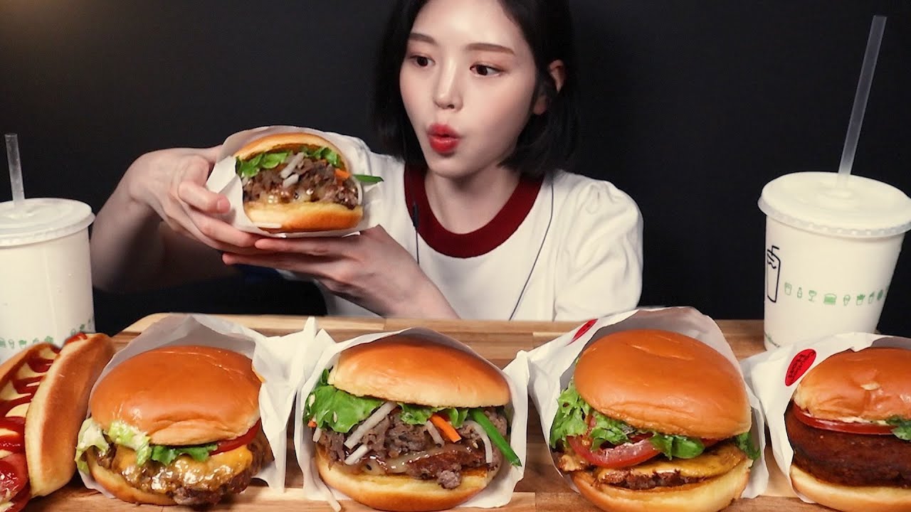 SUB)치즈좔좔 쉑쉑버거 먹방🍔 불고기버거 핫도그 밀크쉐이크까지 햄버거 리얼사운드 Shake Shack Burgers & Hot dog Mukbang Asmr