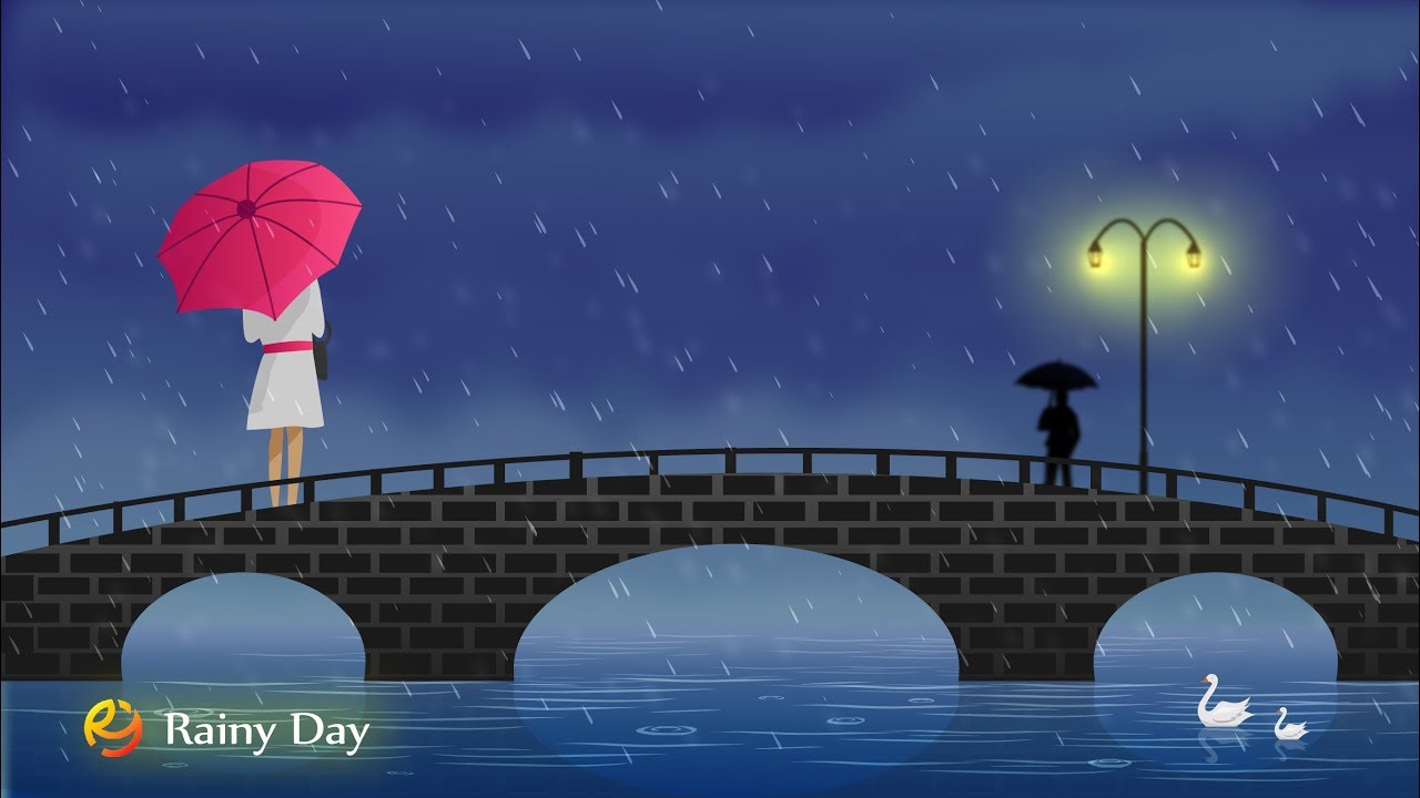 rainy landscape vector in
