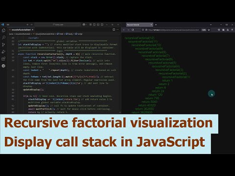 Recursive factorial visualization. Display call stack in JavaScript.