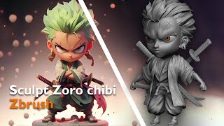 Sculpt Zoro Chibi in Zbrush - Digital Sculpting Timelapse