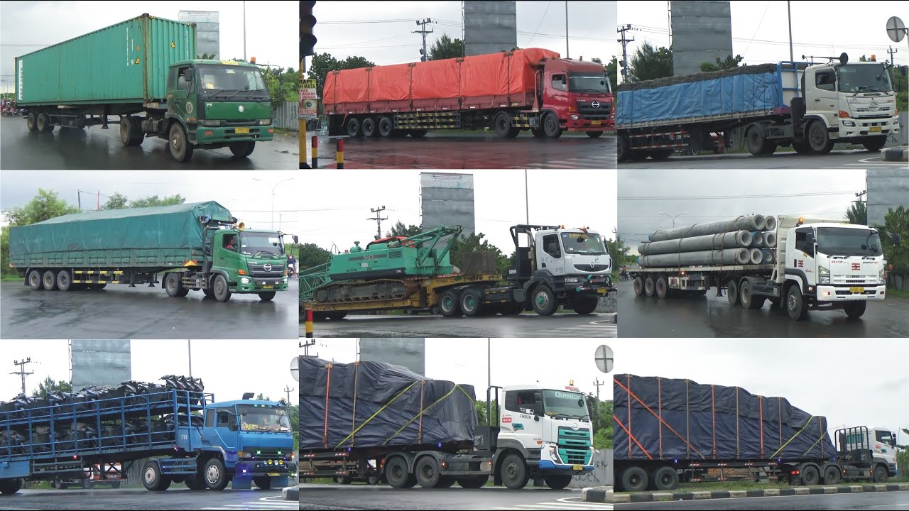 HUJAN TRUCK KONTAINER TRUK  GANDENG  TRUCK TRAILER CAR 