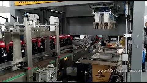 Automatic robot hand sauce bottle cartoning encasing machine  bottle cartoning line