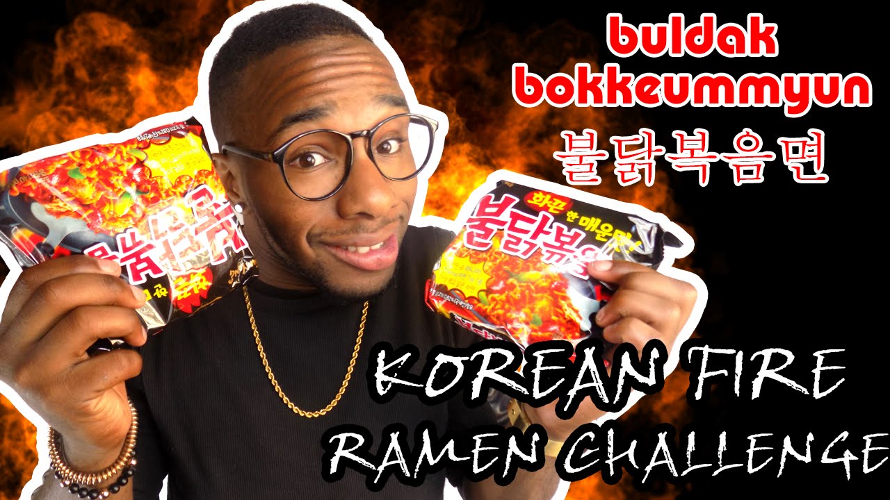 Korean FIRE noodle challenge buldak bokkeummyun 불닭복음면 challenge YouTube