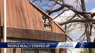 Helping hands amid the damage in Minden, Crescent