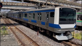 E531系0番台K425編成+K461編成が上野東京ライン東海道線直通快速品川行きとして松戸駅3番線に到着停車するシーン (1176M) 2026.7.22.13:40