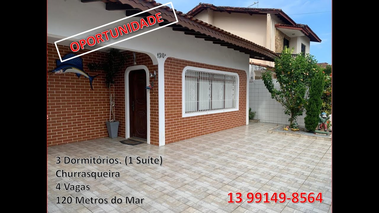 CASA ISOLADA A VENDA 3 DORM. 120 MTS DO MAR - PRAIA GRANDE