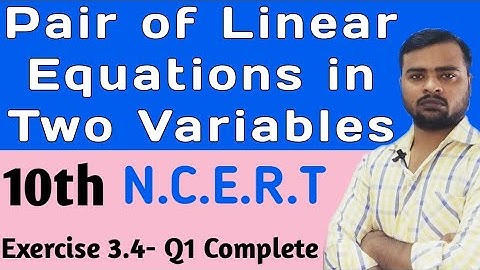 Pair of Linear Equations in Two Variables Class 10|Class 10 Maths Chapter 3 Exercise 3.4 Question 1|