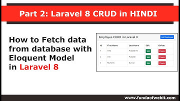 Part 2- Laravel 8 CRUD in HINDI: How to fetch data from database with Eloquent Model in laravel 8