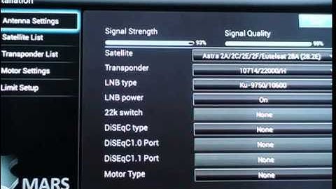 Mars Android Receiver How to Satellite configuration