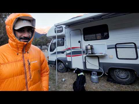 Freezing Cold River Camp in the 4x4 Camper Van