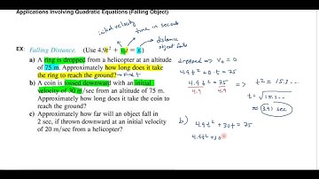 Applications of Quadratic Equations (Falling Object)