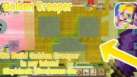 Creating golden creeper head in my island skyblock blockman go