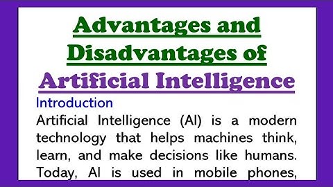 Advantages and Disadvantages of Artificial Intelligence AI Essay in English 280 Words