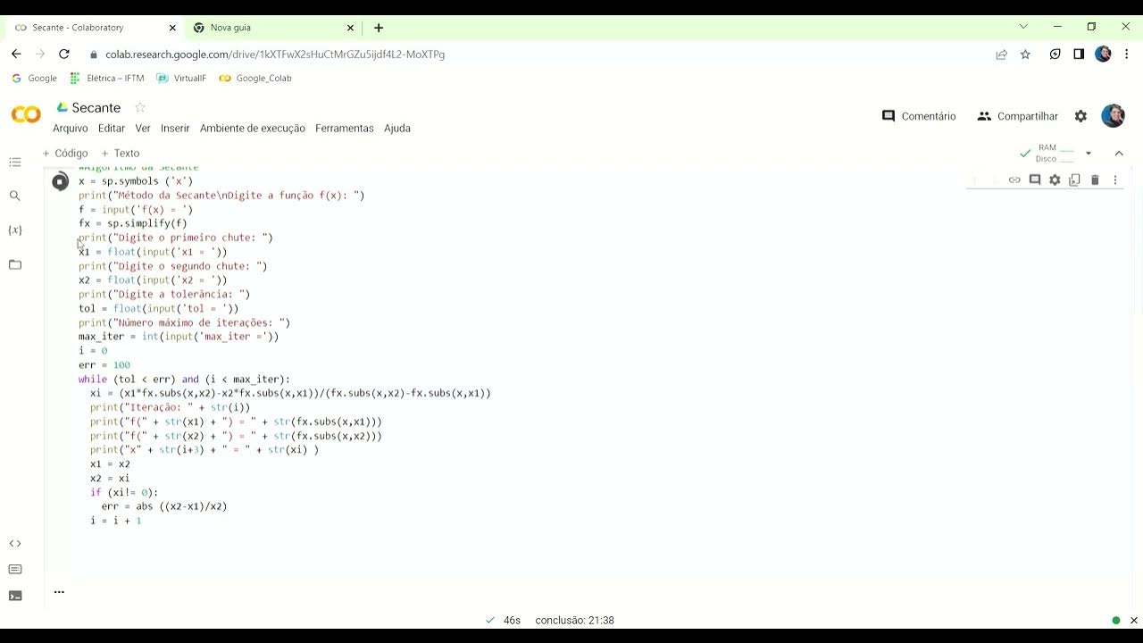Algoritmo Python Interativo Secante - YouTube