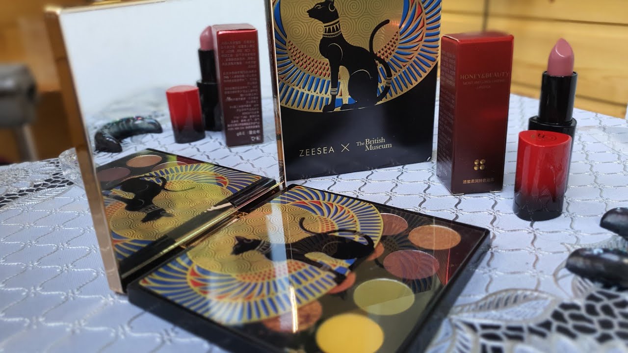 ZEESEA x British museum Egypt collection eyeshadow pallete  & Honey&beauty lipstick 004 Aliexpress