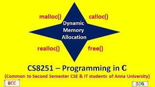 Dynamic Memory Allocation in C -calloc & realloc | Programs | CS3251-Programming in C | Tamil | 45