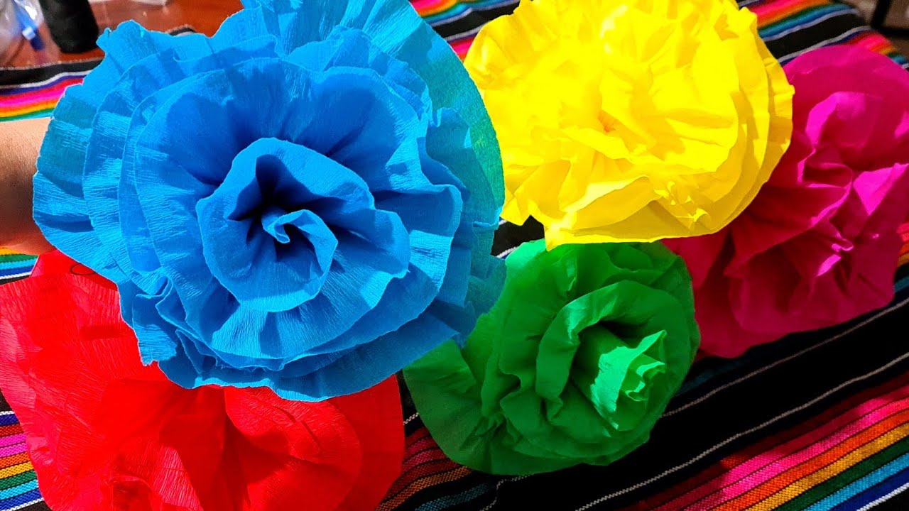 Cómo se hacen Flores con papel Crepé Flores en 3 MinutosForma fácil