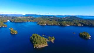 Røtinga og Bruarøya i Os kommune fra luften