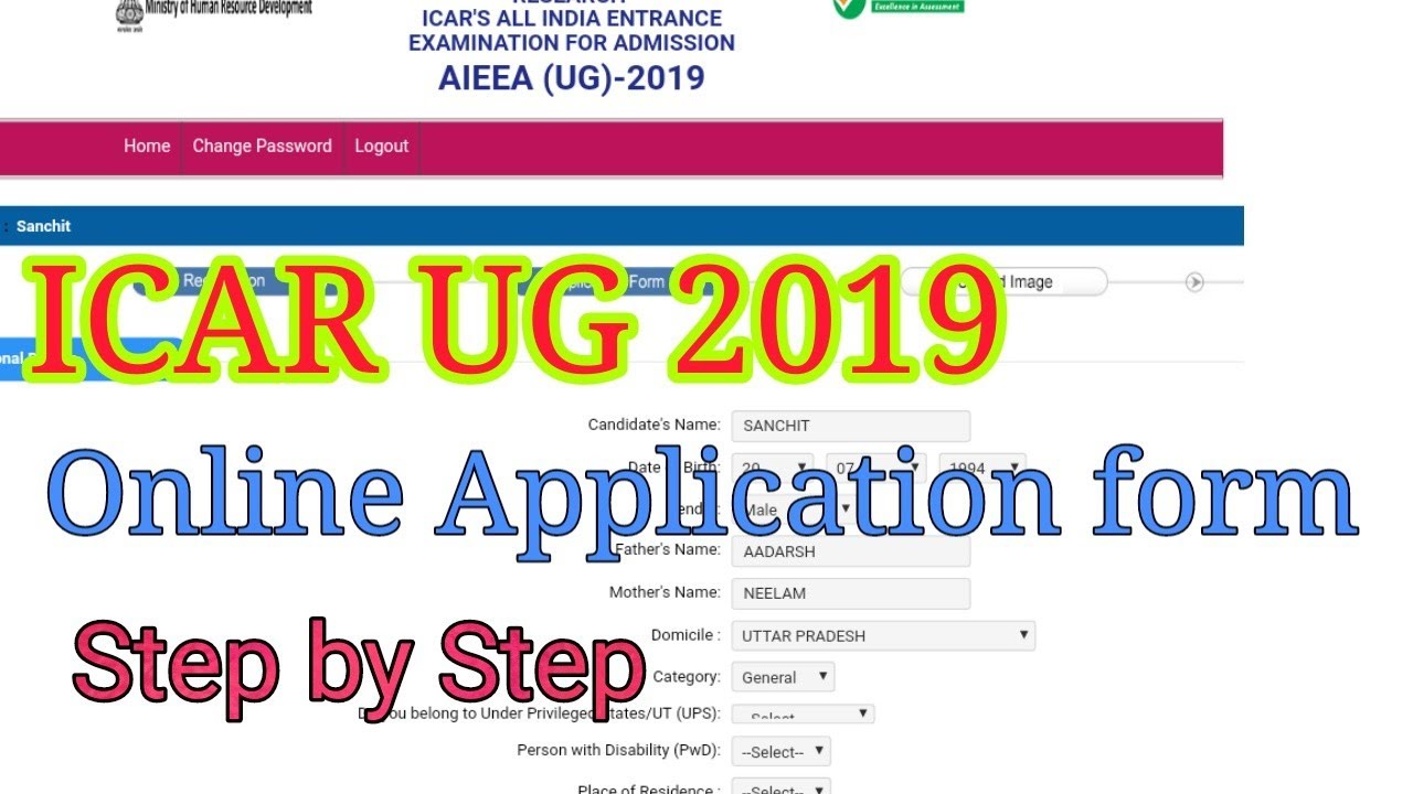 ICAR AIEEA UG 2019 Online Application form Step by step process to
