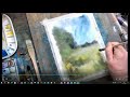 Loose watercolor impressionist landscape painting