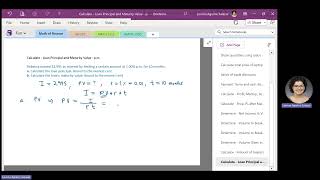Calculate - Loan Principal and Maturity Value