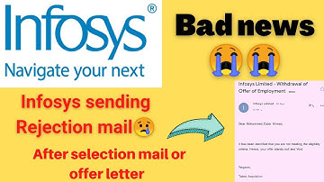 Infosys sending Rejection mail 😢😢 || Infosys Bigg update 😱😰