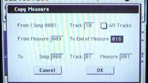Korg M3 Video Lesson - 36_Sequencing Track Edits - Measure copy