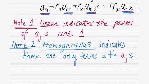 Linear Homogeneous Recurrence Relations, Part 1