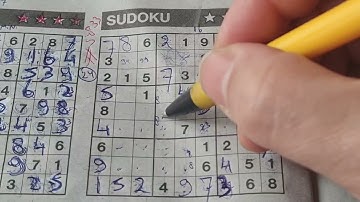 (#5833) Sunday. Four Stars Sudoku puzzle. Bonus Extra edition. 01-22-2023 Extra part 2 of 4