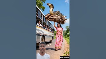 A brave cow stopped a bus and saved all the passengers from a very big snake🐄😢#shorts#ai