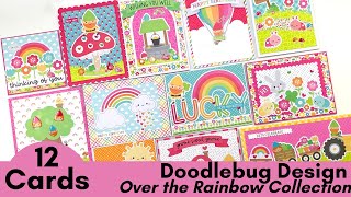 12 Cards | Doodlebug Design Over the Rainbow Collection