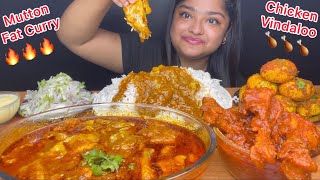 SPICY MUTTON FAT CURRY 🔥 SPICY CHICKEN VINDALOO🍗EGG GHEE ROAST WITH BASMATI SELLA RICE|EATING SHOW