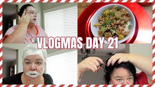 VLOGMAS 2023 | DAY 21 | HACKING OFF MY HAIR & PAMPER DAY SESH CAUSE I DIDNT WANNA VLOG