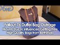 Fallout 76 Duffel Bag Outrage Mounts Due to Influencers Getting Free High Quality Bags from Bethesda