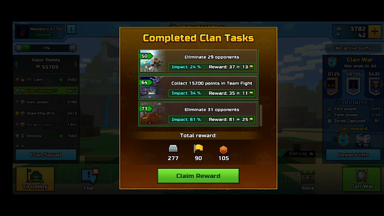 Pixel Gun Ranks Completed Clan Tasks - 29%, 15%, 30%, 24%, 34%, and 81% Impacts ...