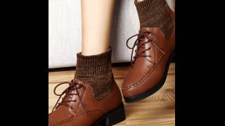 Knitted lace fashion white collar women's boots.avi Knitted lace fashion white collar women's boots.avi