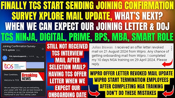 TCS JOINING CONFIRMATION SURVEY MAIL UPDATE🥳 WIPRO BIG CHANGE IN CRITERIA OFFER LETTER REVOKED MAIL😱