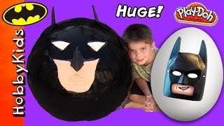 2 Mega GIANT BATMAN Surprise Eggs! Play-Doh Batman+Superhero Kinder Egg Marvel HobbyKidsTV
