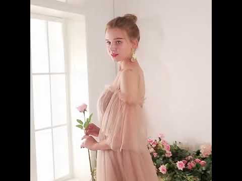Elegant Champagne See Through Bridesmaid Dresses 2019