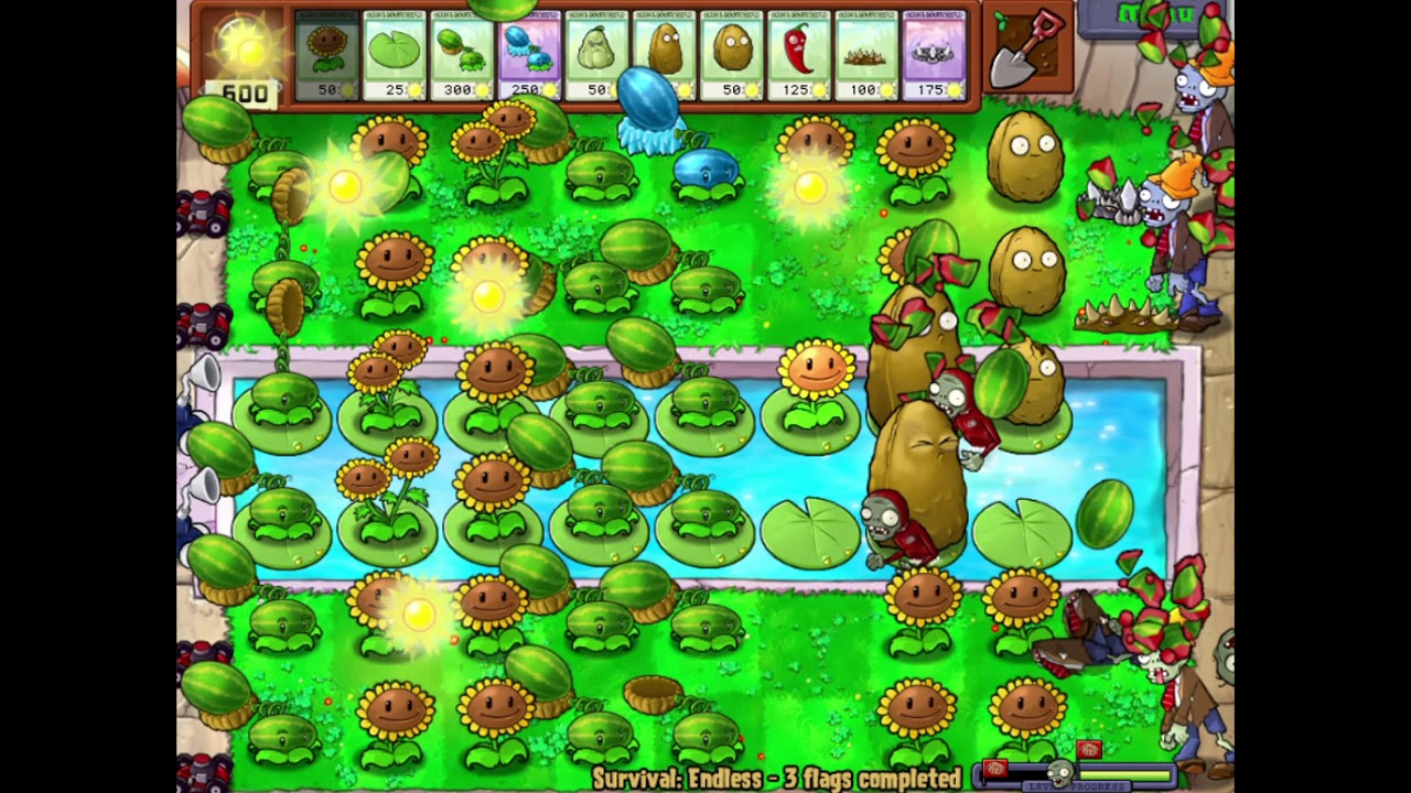 Plant fight zombies (Survival Endless, another 23 flags