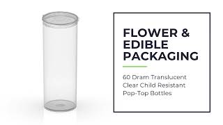 60 Dram Translucent Clear Child Resistant Pop Top Bottles