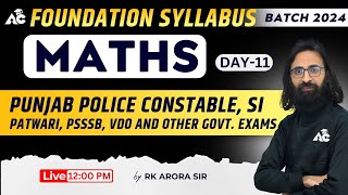 Punjab Police Constable 2024 | Maths Class | All Punjab Govt Exams Preparation | Rk Arora Sir #11
