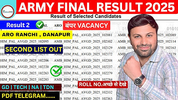 ARMY  RANCHI | DANAPUR FINAL RESULT 2  LIST 2025 UPDATE ALL ARO | ARMY RESULT 2025 | ARMY 2025 |