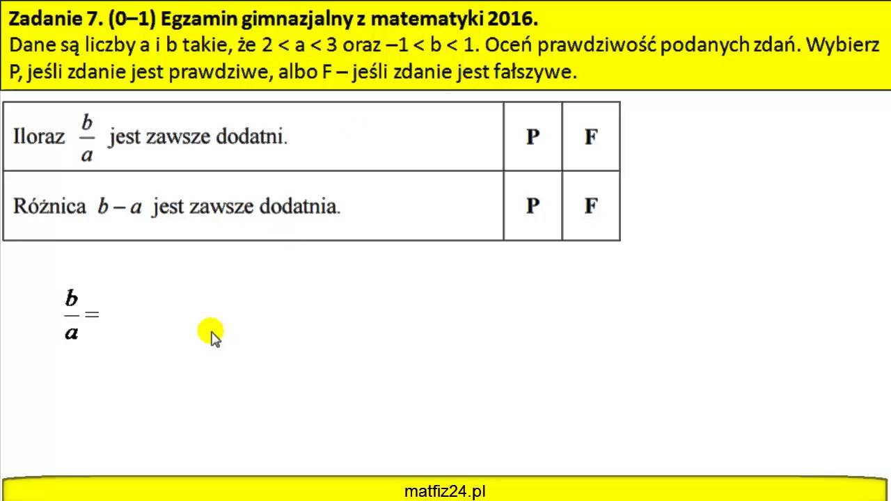 Zadanie 7. Egzamin gimnazjalny 2016 z matematyki. Odpowiedzi. - YouTube