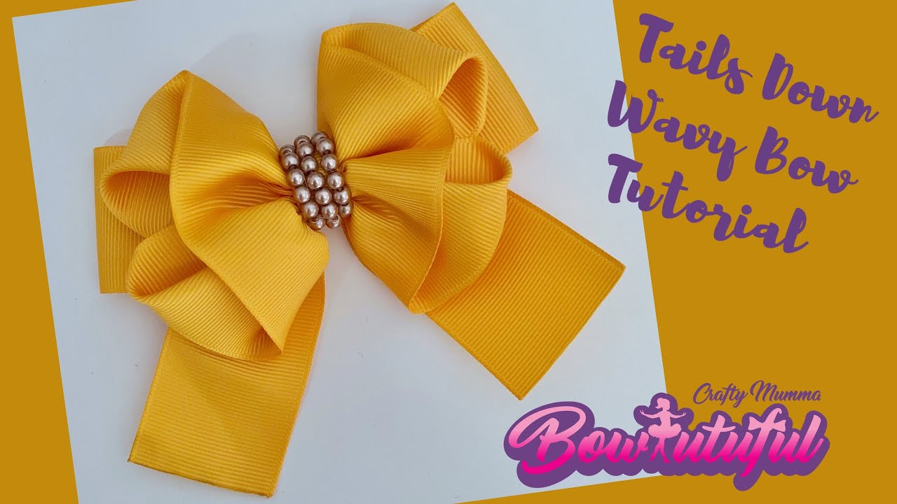 Tails down wavy bow. How to make hair bows. DIY hair bows tutorial  🎀 laços de fita:
