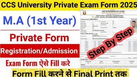 CCS University M.A Private 1st Year Registration Form 2024-25 | CCSU M.A Private Exam Form Fill Up